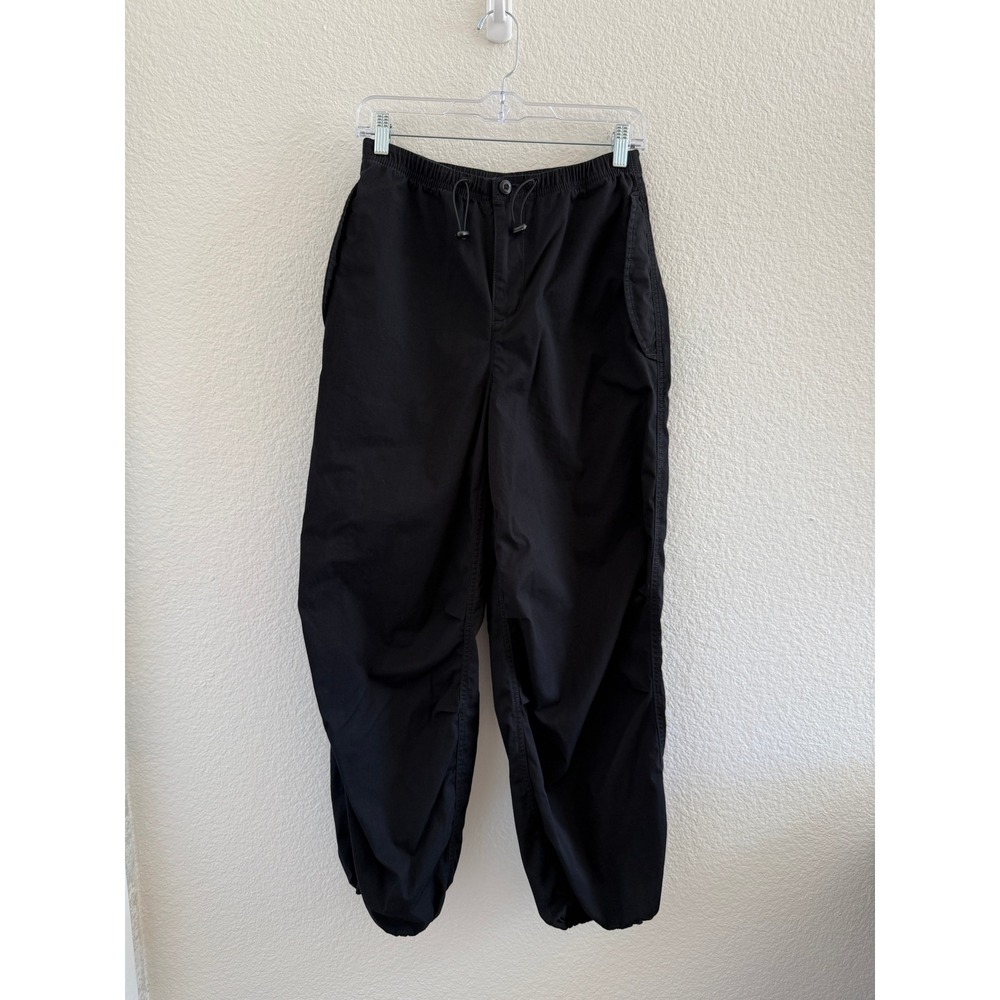 Aritzia TNA Black Ripstop Parachute Utility Track Pants Bungee Hem Small